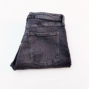 Zara Vintage Wash Black Denim Jeans Flare Leg Size 10